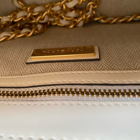 Tory Burch Britten Multicolor Cream & Pink Woven Small Adjustable Shoulder Bag - Picture 6 of 15